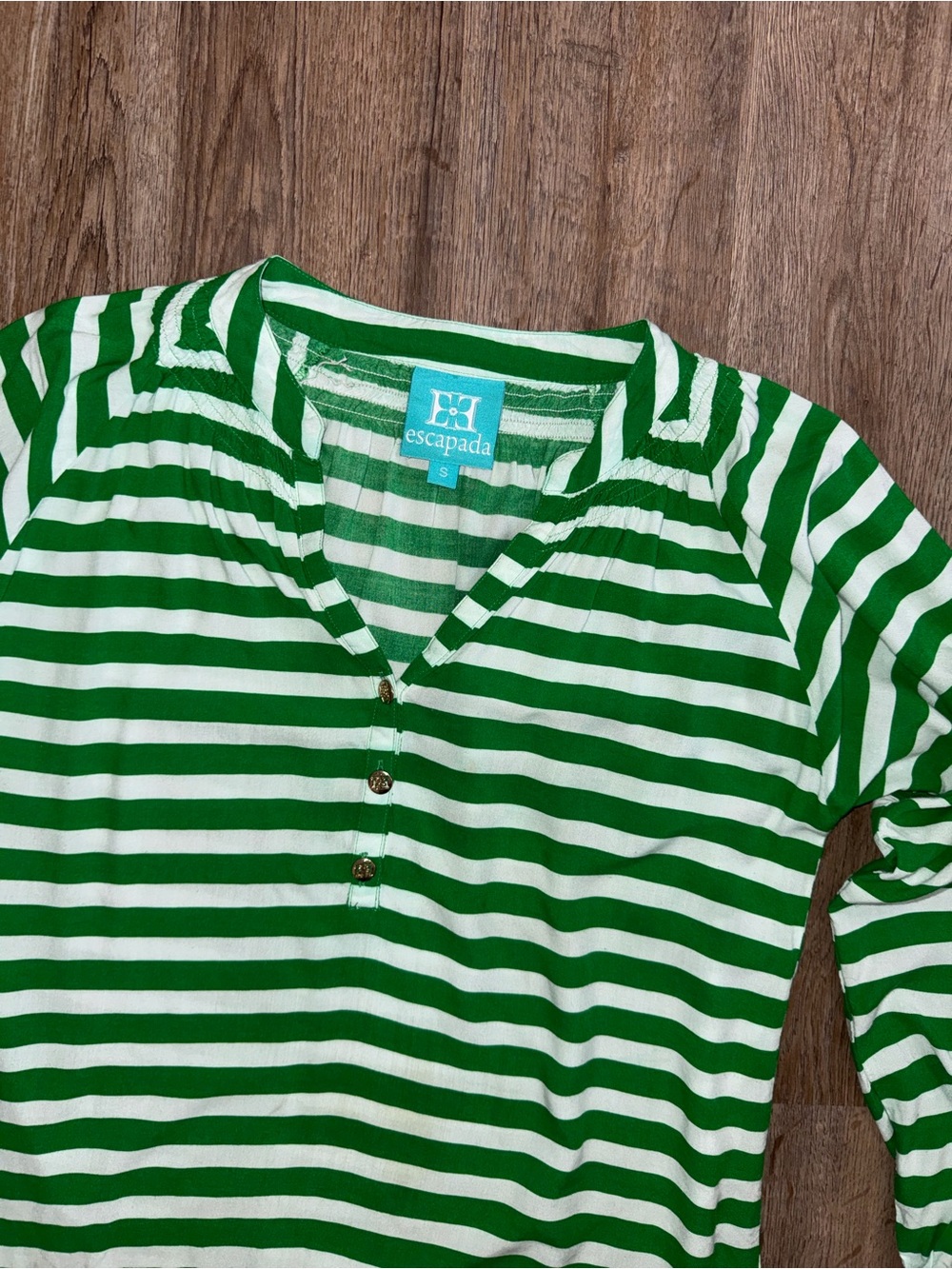 Escapada Green Stripe Tunic Top – Size Sm - Picture 6 of 14
